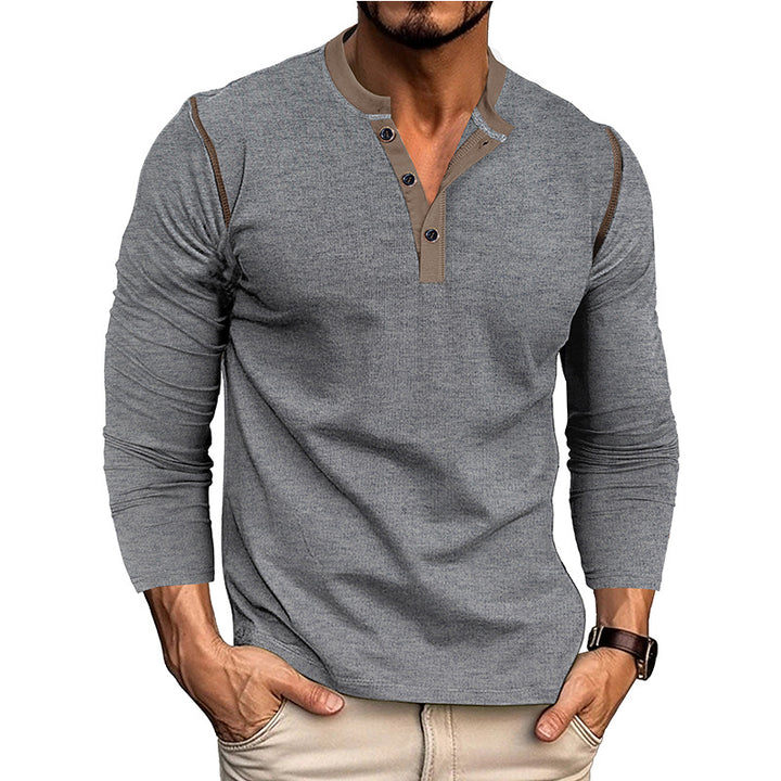Herren Langarm-Hemd mit modischem Henley-Ausschnitt Echoarchiv