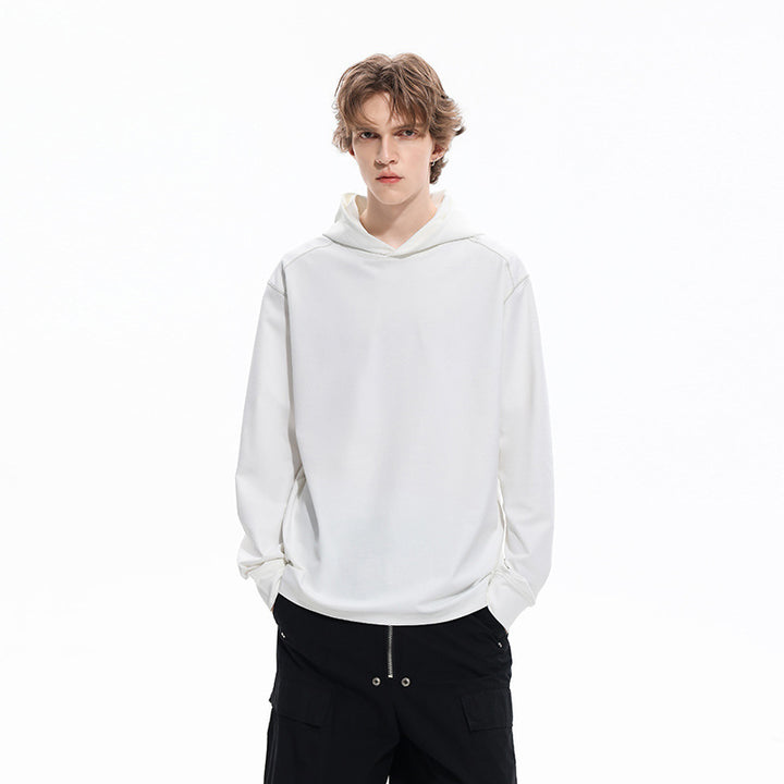 Herren Oversize-Kapuzenpullover aus schwerem Baumwolljersey mit Raglanärmeln und sichtbaren Kontrastnähten Echo Archiv