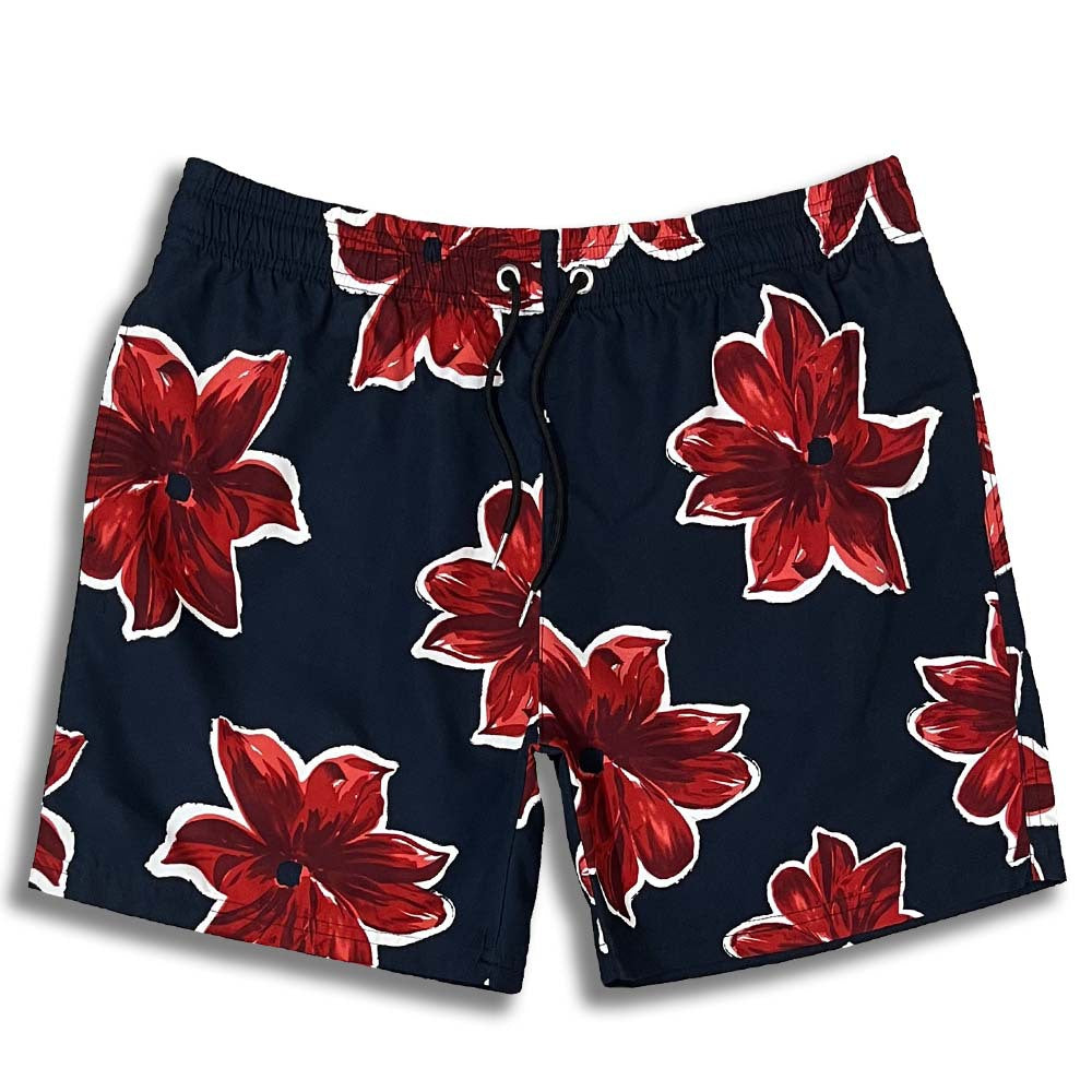 Herren Badeshorts mit hochwertigem Blumendesign und flexiblem Kordelzug Echoarchiv