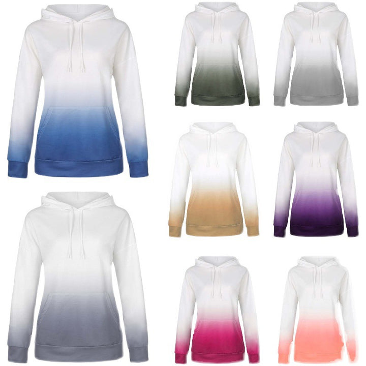 Damen Oversize Kapuzenpullover mit Dip-Dye Farbverlauf und Kängurutasche – Auréline
