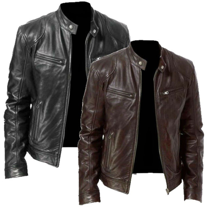 Herren Modische Biker-Lederjacke Echo Archiv