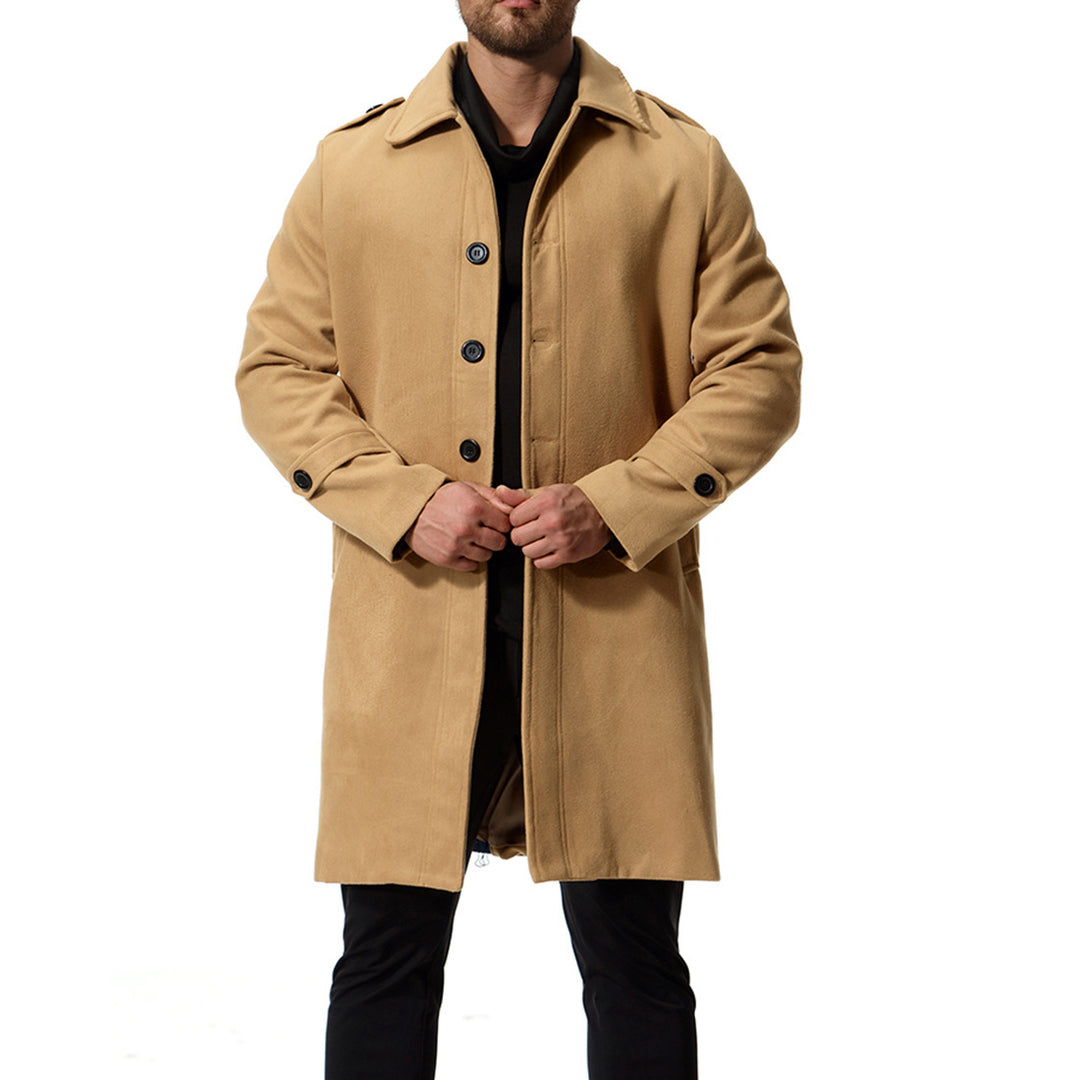 Herren langer Wollmantel mit klassischem Schnitt und praktischen Taschen Echoarchiv