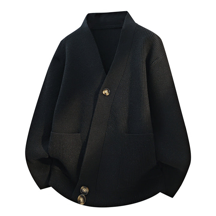 Damen Oversize-Strickjacke mit großem V-Ausschnitt, aufgesetzten Taschen & Holzknöpfen Echoarchiv