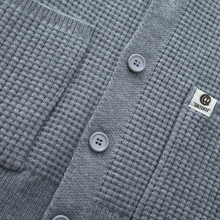 Herren Grobstrukturierte Hemdjacke-Strickcardigan mit Waffelstruktur, Hemdkragen & aufgesetzten Taschen Echoarchiv