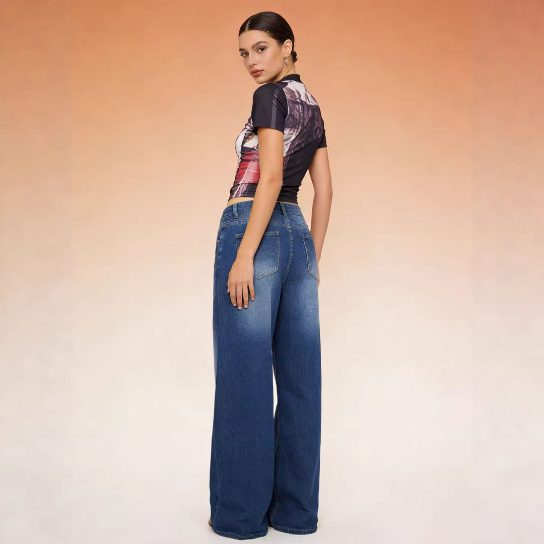 Damen Weit geschnittene High-Waist Jeans mit raffinierter Taillierung Echo Archiv