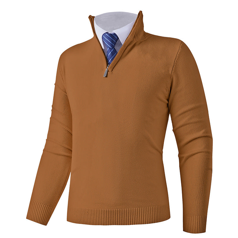 Herren eleganter Stehkragenpullover mit Reißverschluss Echoarchiv