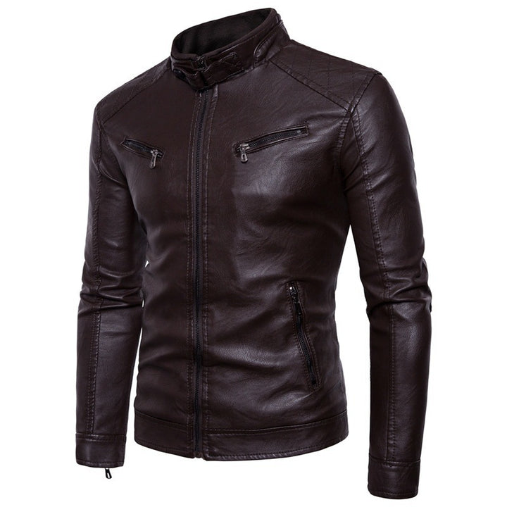 Herren elegante und bequeme Lederjacke mit asymmetrischem Reißverschluss Echoarchiv