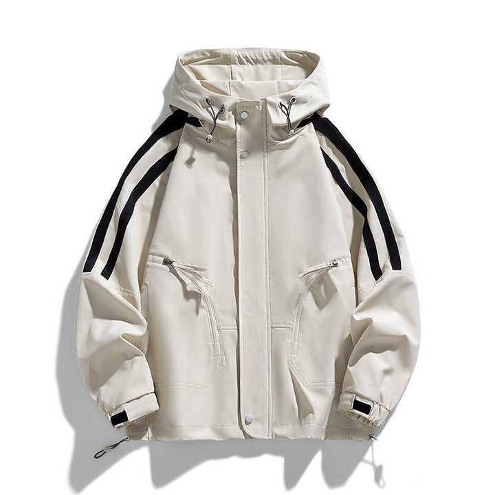 Unisex Sportlich-urbaner Kapuzen-Windbreaker mit Kontraststreifen Echo Archiv