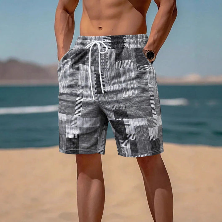 Herren stylische Bade-Shorts mit modernem Graphikmuster Echoarchiv