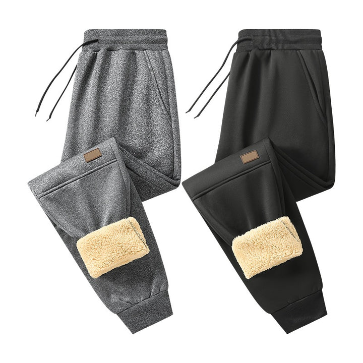 Herren Gefütterte Teddy-Fleece-Jogginghose mit elastischem Kordelbund & konischem Bein Echoarchiv