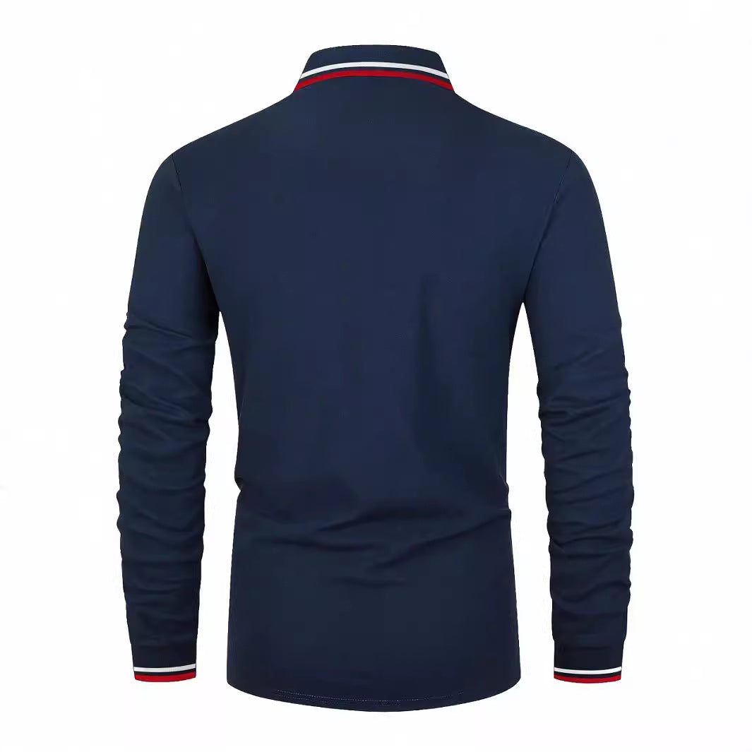 Herren Langarm Poloshirt mit sportivem Kragen und kontrastierenden Bündchen Echoarchiv