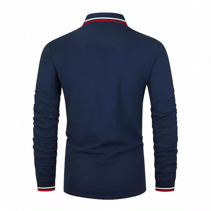 Herren Langarm Poloshirt mit sportivem Kragen und kontrastierenden Bündchen Echoarchiv