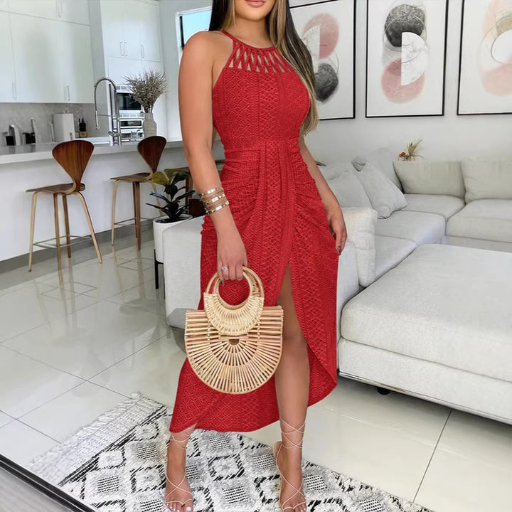 Damen Maxikleid mit raffiniertem Rippendesign und aufregendem Schlitz Echo Archiv