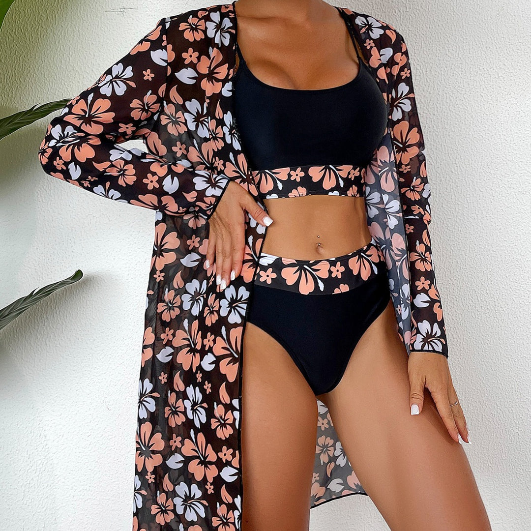 Damen Strandcover-Up mit floralem Design und eleganter Transparenz Echo Archiv