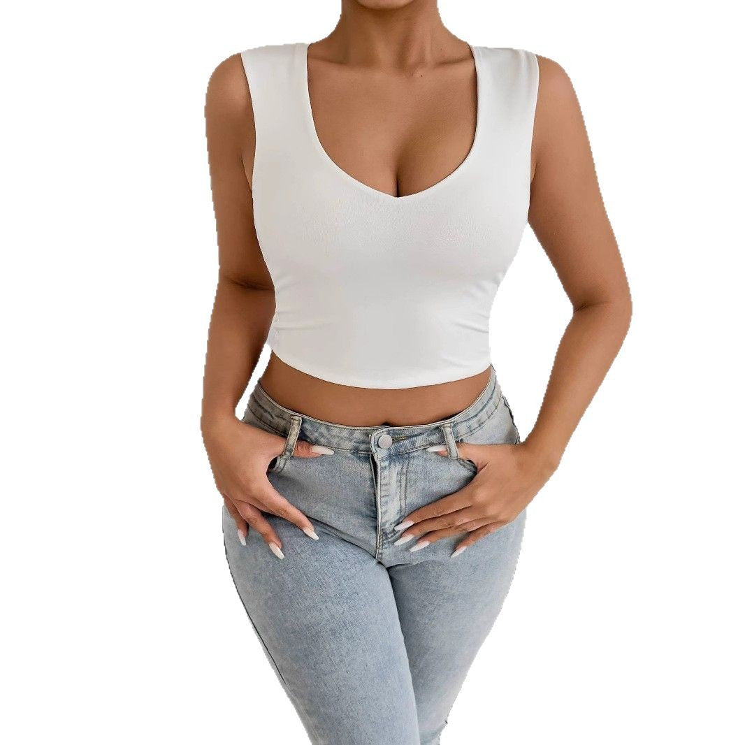 Damen figurbetontes Crop-Top mit tiefem V-Ausschnitt Echo Archiv