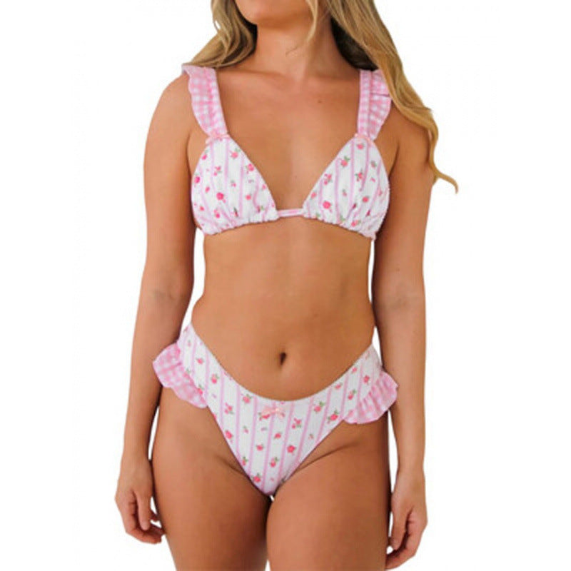 Damen Triangel-Bikini mit floralem Design und Rüschendetails Echo Archiv