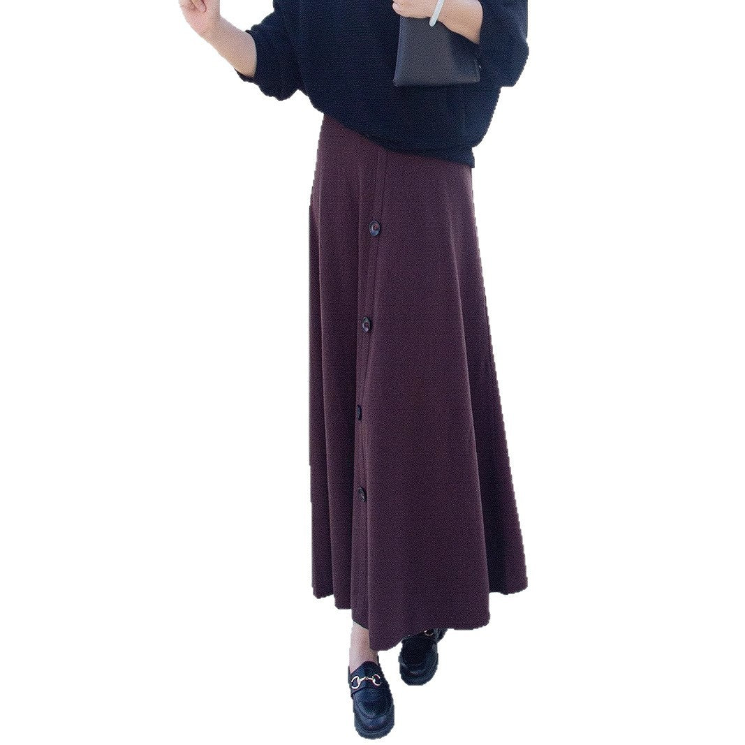 Damen Langer Faltenrock mit Knopfdetails Echo Archiv