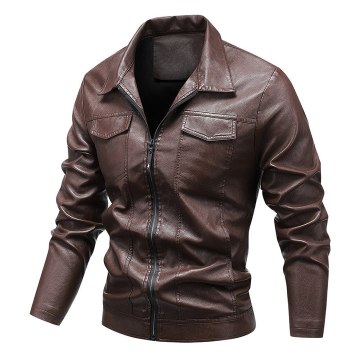 Herren Slim‑Fit Kunstleder‑Blouson im Retro‑Aviator‑Look mit Hemdkragen Echoarchiv