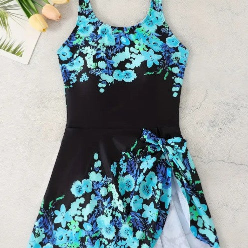 Damen Einteiler Badeanzug mit floralem Wickeldesign Echo Archiv