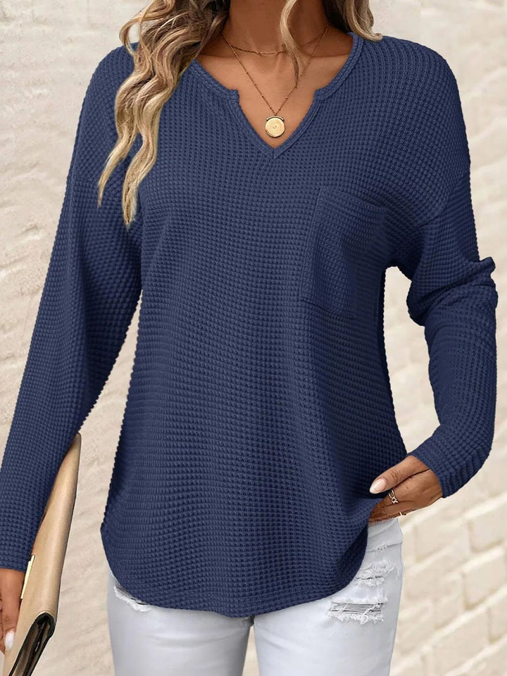 Damen Lässiger V-Ausschnitt Pullover mit Taschen Echo Archiv