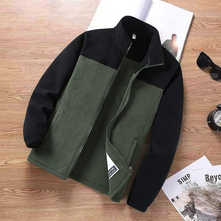Herren Zweifarbige Fleece-Übergangsjacke mit Stehkragen, Reißverschluss & Eingrifftaschen Echoarchiv