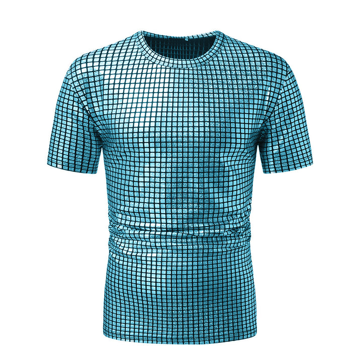 Herren modisches Kurzarm T-Shirt im schimmernden Quadratdesign Echoarchiv
