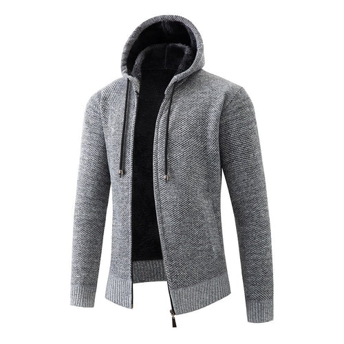 Herren gefütterte Strickjacke mit Kapuze Echoarchiv