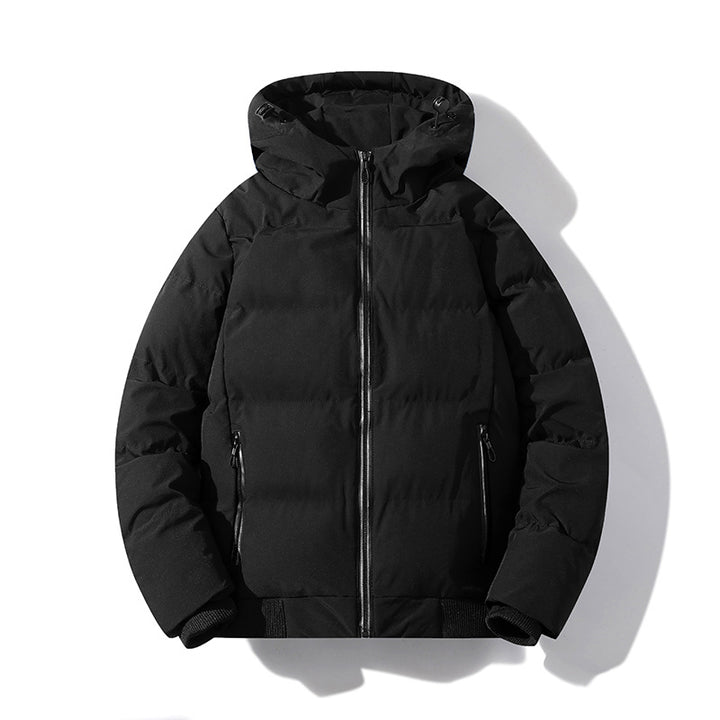 Herren Kurze Thermo-Steppjacke mit Kapuze, mattierter Oberfläche & Kontrastreißverschlüssen Echoarchiv