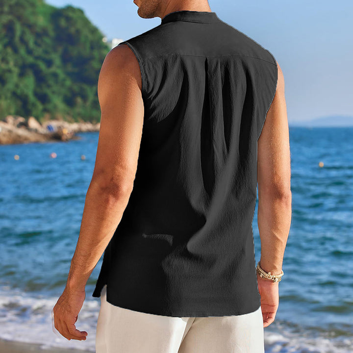 Herren ärmelloses Henley-Shirt mit Knopfleiste Echoarchiv