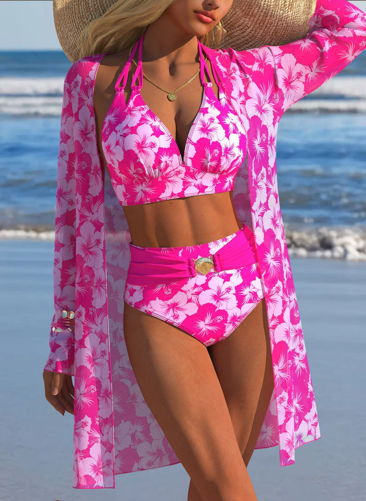 Damen Bikini-Set mit kreativem geometrischen Design und hohem Bund Echo Archiv