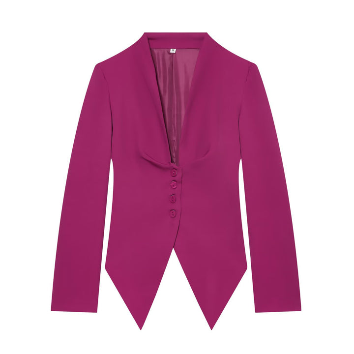 Damen Taillierter Cropped-Blazer mit spitzem Zipfelsaum und tiefem V-Ausschnitt Echo Archiv