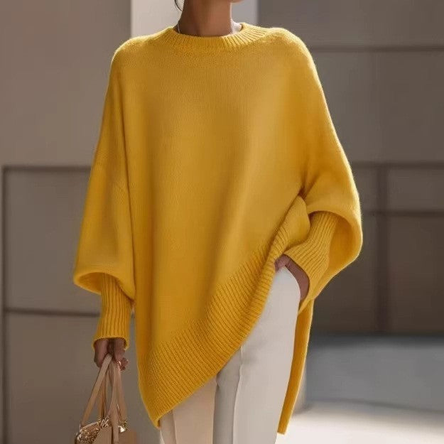 Damen nan Oversize Strickponcho mit asymmetrischem Saum und gerippten Ärmeln Echo Archiv