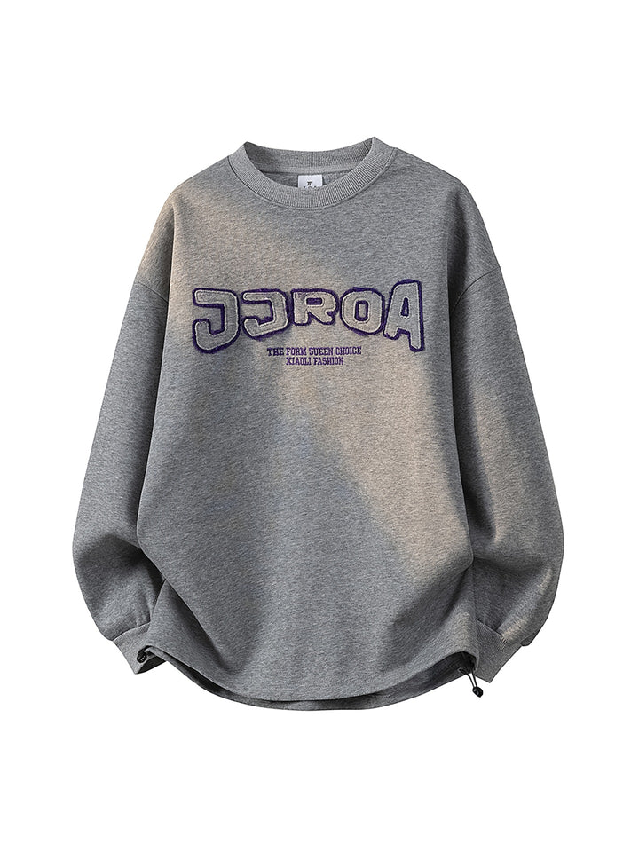 Damen Oversize-Sweatshirt mit gesticktem Schriftzug, abgerundetem Saum & überschnittener Schulter Echoarchiv