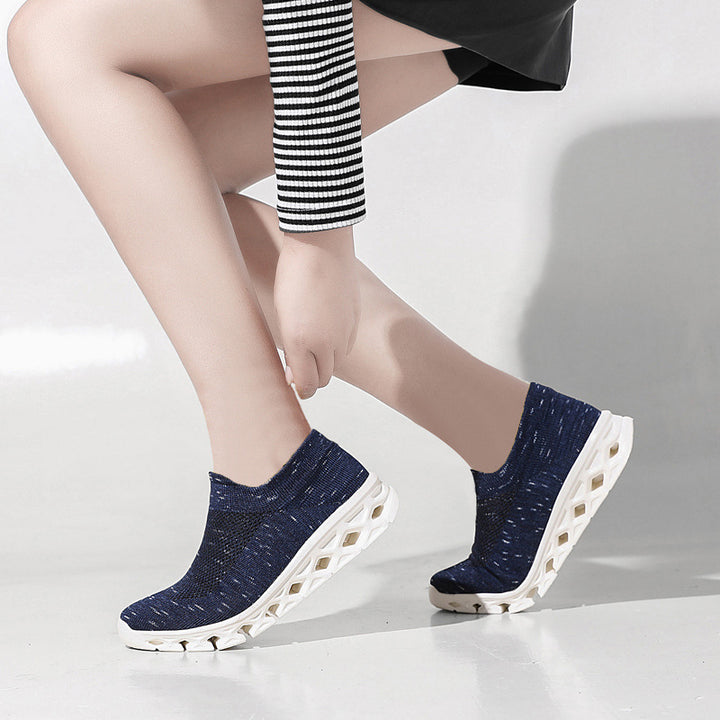 Unisex Leichter Slip-On Strick-Freizeitschuh mit wabenförmiger Hohlkammer-Sohle Echoarchiv