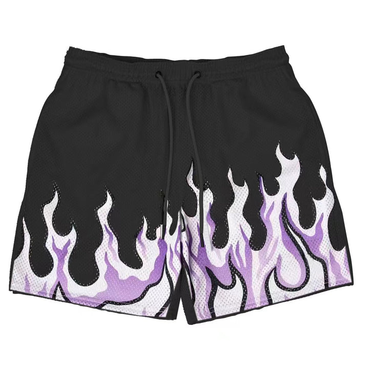 Männer Flammen-Stickerei Sport Shorts Echoarchiv