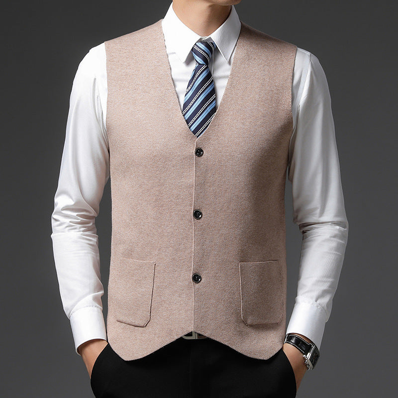 Herren elegante Strickweste mit modernem Schnitt und praktischen Taschen Echoarchiv
