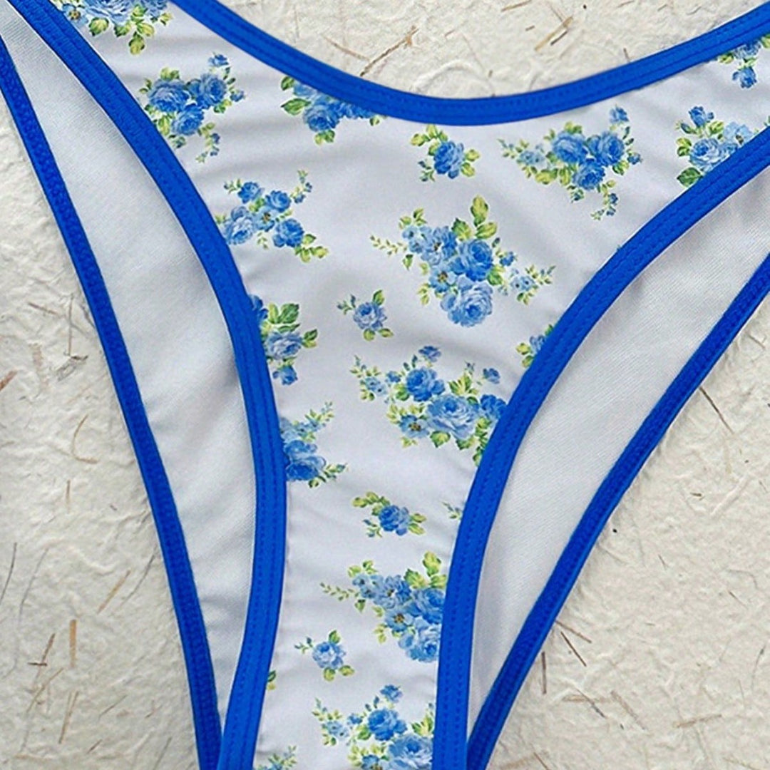 Damen Triangel-Bikini mit verspieltem Blumenmuster und verstellbaren Trägern Echo Archiv