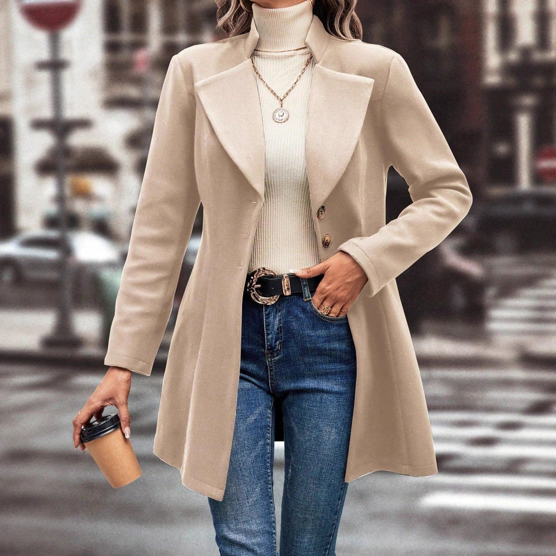 Damen eleganter Langblazer mit modernem Kragen und tailliertem Schnitt Echoarchiv