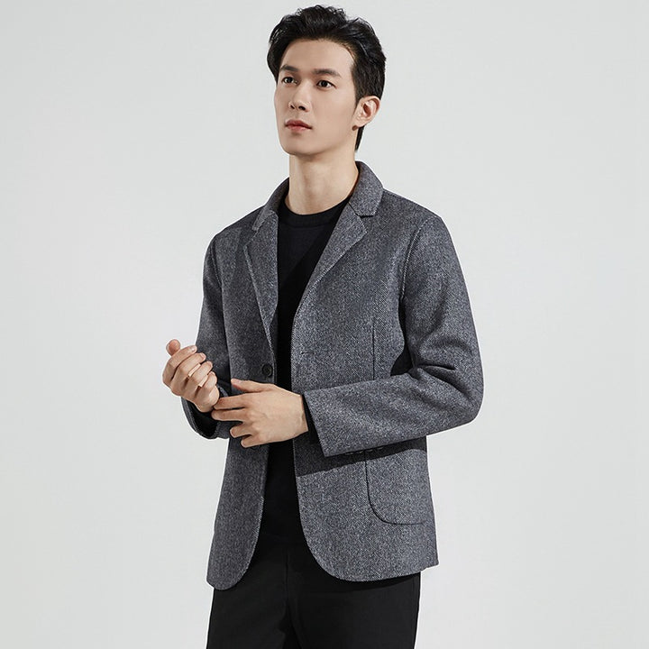 Herren Taillierter Fischgrätmuster Blazer Echoarchiv