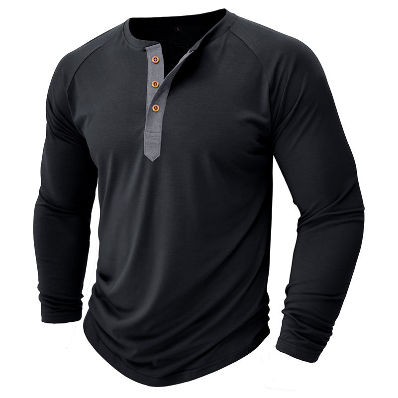 Herren Langarm-Henley-Shirt mit modernem Schnitt und einzigartigen Details Echoarchiv