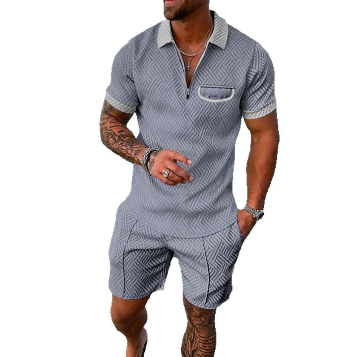 Herren Kurzarm-Muster Polo und Shorts Set Echoarchiv