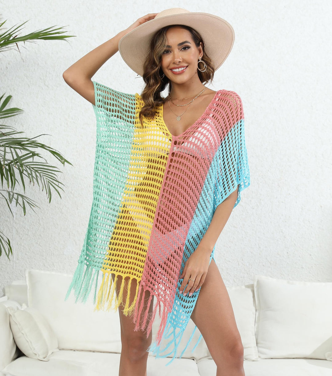 Damen luftig-transparenter Strandponcho Echo Archiv