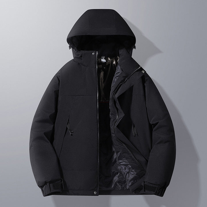 Herren Softshell-Isolationsjacke mit Kapuze, Kontrastbesatz und verstellbaren Klettverschluss-Manschetten – Taviero