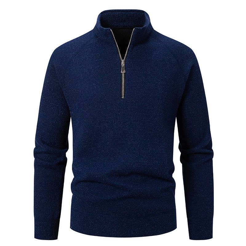 Herren Hochkragen Pullover mit Reißverschluss und strukturierter Oberfläche Echoarchiv