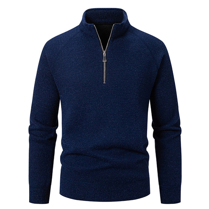 Herren Hochkragen Pullover mit Reißverschluss und strukturierter Oberfläche Echoarchiv