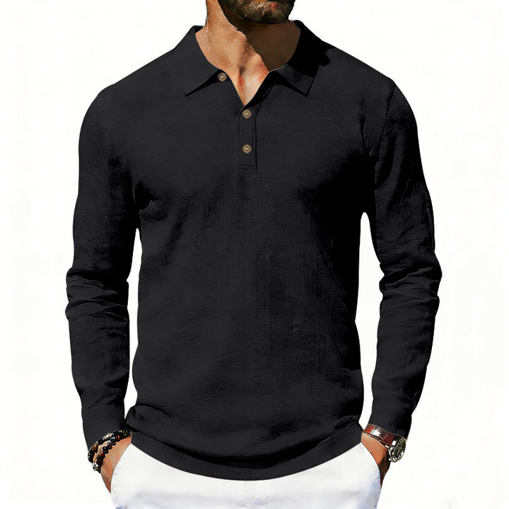 Herren nan Langarm-Poloshirt aus Baumwollgaze mit Hemdkragen, Dreiknopfleiste und entspannter Passform Echo Archiv