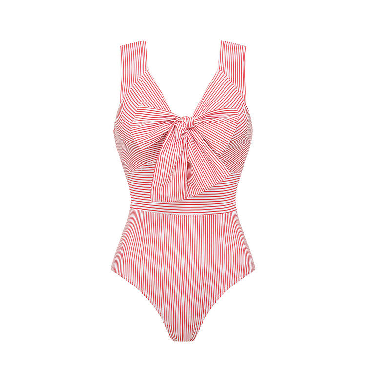 Damen Striped Bikini-Set mit eleganter Wickelbluse und modischem Rock Echo Archiv