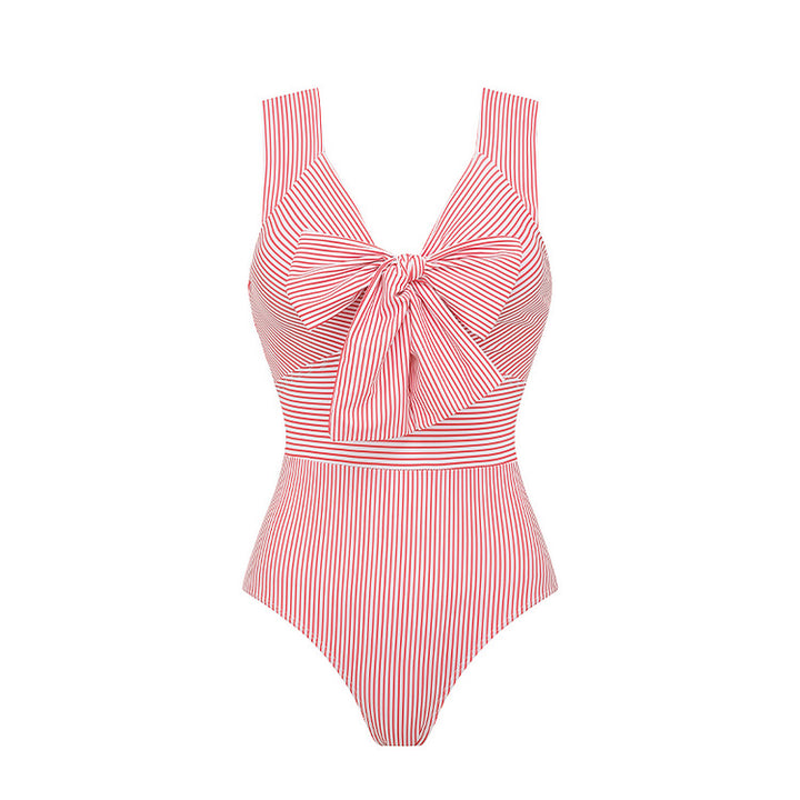 Damen Striped Bikini-Set mit eleganter Wickelbluse und modischem Rock Echo Archiv