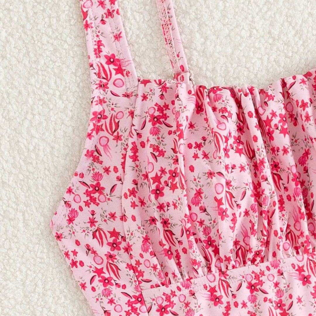 Damen Einteiliger Badeanzug mit floralem Rüschendesign Echo Archiv