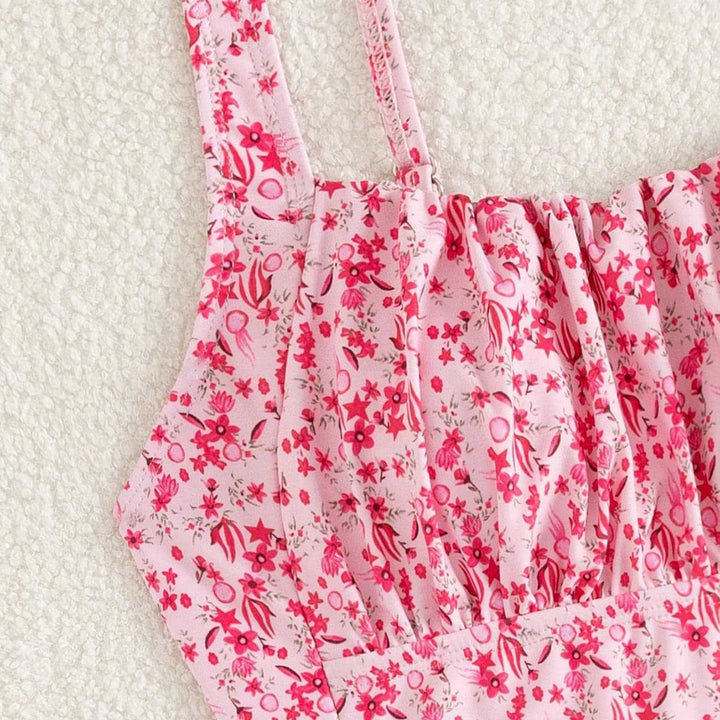 Damen Einteiliger Badeanzug mit floralem Rüschendesign Echo Archiv